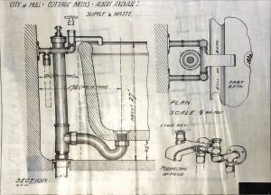 Supply & Waste Design - Cottage Bath plans hand drawn in circa 1920-1924