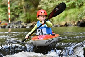 Young child paddling